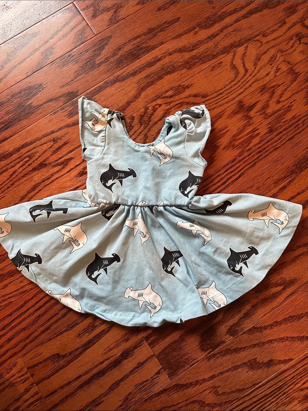 Monica + Andy Hammerhead Shark Print Baby Girl Dress - Light Blue